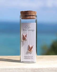 Huia Crossed Feather Studs - Rose Gold