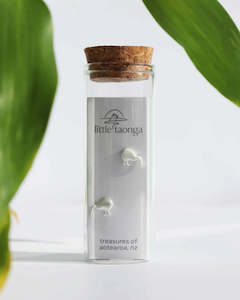 Little Taonga Ws: Kiwi studs - silver