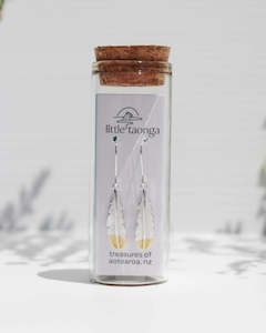 Huia Feather Pendant Earrings - Silver