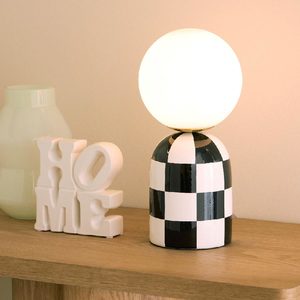 Archie Black Checker Table Lamp (32cm)