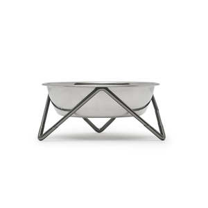 Bendo: Luxe Meow Cat Bowl - Chrome Bowl & Black Stand