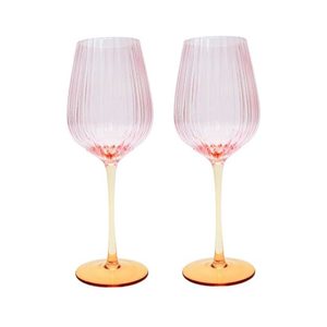 Ellie Ombre Wine Glasses Set/2 - Pink/Yellow