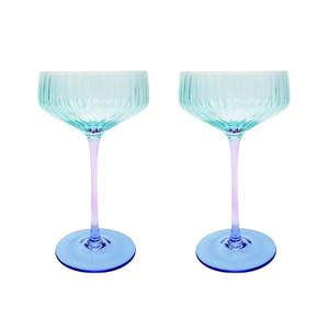 Ellie Ombre Cocktail Glasses Set/2 - Aqua/Blue