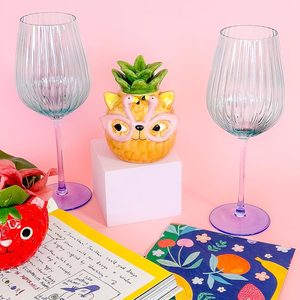 Ellie Ombre Wine Glasses Set/2 - Aqua/Blue