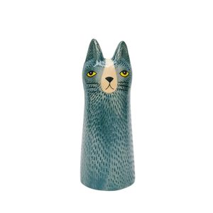 Urban: Teal Blue Cat Vase (15.5cm)