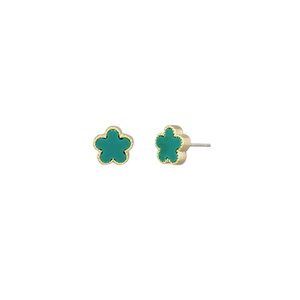 Green Felice Stud Earrings - Gold