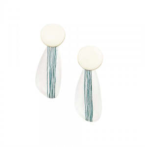 Green Thread Resin Earrings