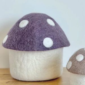 NZ Wool Toadstool Storage Box - Medium Lilac