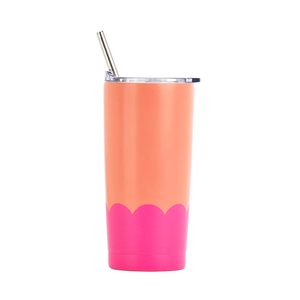 Double Walled Wave Smoothie Cup - Orange/Hot Pink (500ml)