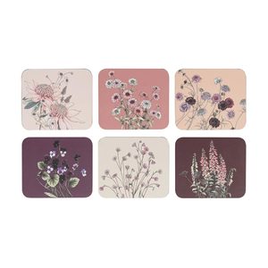 Pink: Secret Garden Coaster Set/6 - Pink