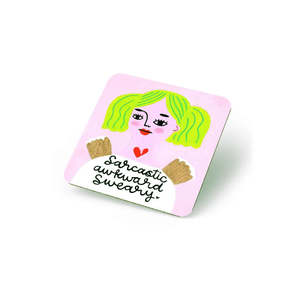 Pink: Grumpy Angel Coaster - Sarcastic. Awkward. Sweary