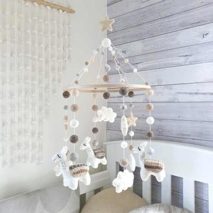 Handmade NZ Wool Baby Mobile - Neutral Llama