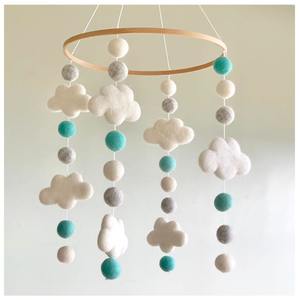 NZ Wool 3D Cloud Baby Mobile - Turquoise