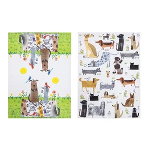 Dogs: Canine Capers Puppers Tea Towel Set (2pc)
