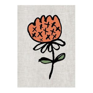 Flower Pops Tea Towel - Orange