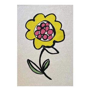 Linens More: Flower Pops Tea Towel - Yellow