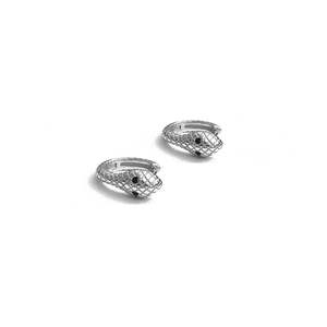 Lindi Kingi: Snake Huggie Earrings - Silver