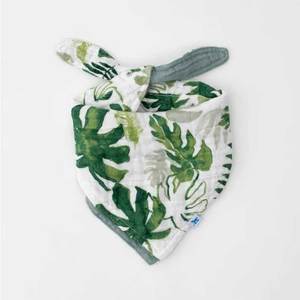 Cotton Muslin Reversible Bandana Bib - Tropical Leaf