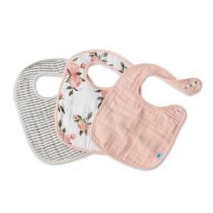 Cotton Muslin Classic Bib 3pk - Watercolour Roses