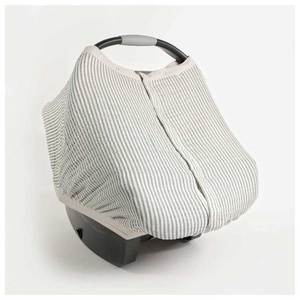 Little Unicorn: Cotton Muslin Car Seat Canopy - Grey Stripe