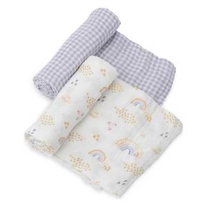 Baby Swaddles Wraps: Deluxe Muslin Swaddle 2pk – Rainbow Gingham