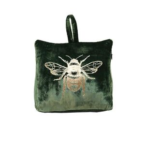 Green Velvet Bee Door Stop