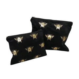 Velvet Bee Toilet Bag Set - Black/Gold