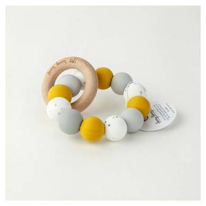 Funny Bunny Kids: Silicone & Wood Teether - Mustard Round