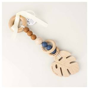Funny Bunny Kids: Luxury Silicone & Wood Teether/Play Toy - Navy Monstera