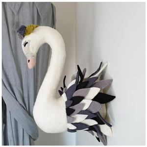 Handmade Wool Wall Swan Head - Monochrome