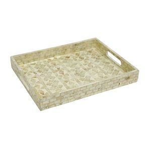 Lulu Capiz Shell Tray - Taupe & Natural