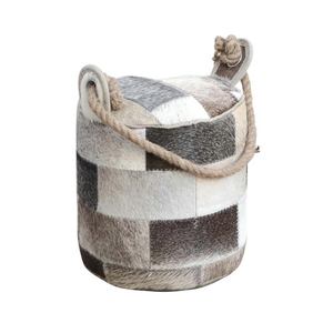 Goat Hide Patchwork Door Stop - Round