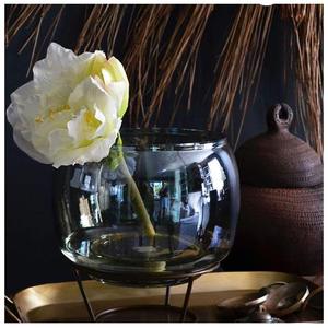 Roam Loom: Green Glass Bowl Vase & Stand (25cm)