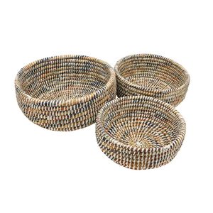 Rattan Seagrass Bamboo: Woven Kans Grass Bowl Set/3