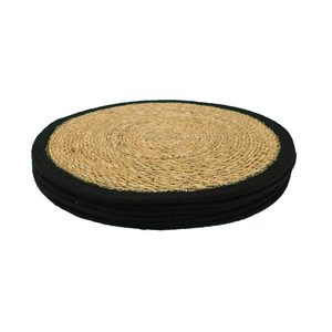 Rattan Seagrass Bamboo: Seagrass & Jute Placemat - Black