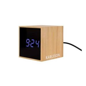 Mini Cube Digital USB Alarm Clock - Bamboo