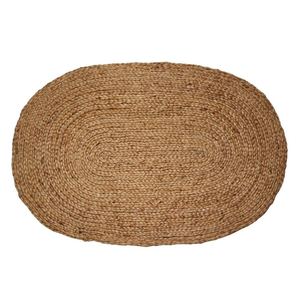 Rattan Seagrass Bamboo: Jute Braided Oval Doormat - Brown