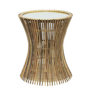 Bamboo Side Table with Mirror Top (50cm)