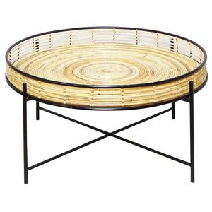 Rattan Seagrass Bamboo: Rattan & Metal Side Table (60cm)
