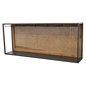 Rattan & Steel Wall Wine Glass Rack