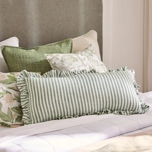 Stripes: Ruffles Green Stripe Lumbar Cushion Cover (35x70cm)