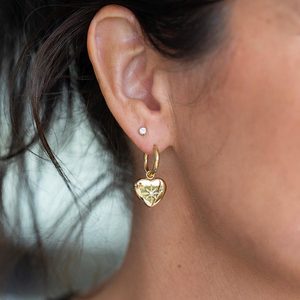 Gold Earrings Nz: Gold Lustre Heart Huggie Earrings
