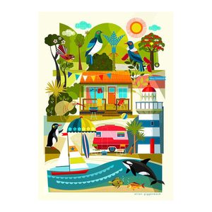 Cotton Tea Towel - Summer Beach