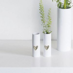 Rader: Porcelain Mini Heart Vase Set/2 - Silver