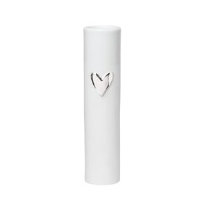 Porcelain Heart Vase - Silver (17.5cm)