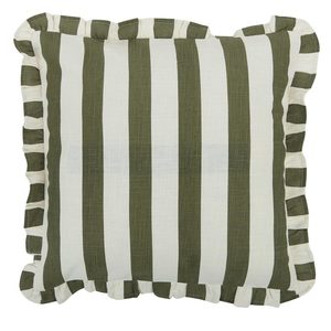 Glorious Green: Bonny Olive Stripe Ruffle Cushion (50cm)