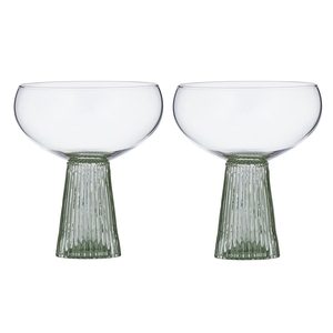 Barware: Giselle Ribbed Coupe Glasses - Seafoam (2pc)