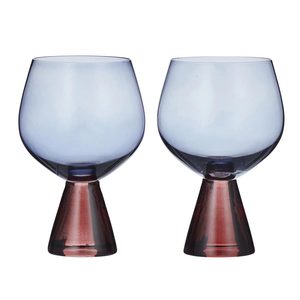 Pyramid Glass Goblets - Russet/Blue (2pc)