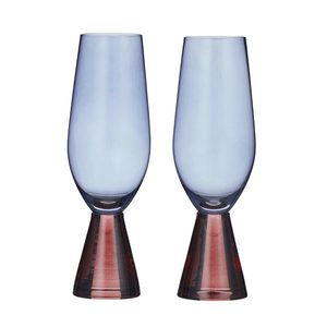 Barware: Pyramid Glass Flutes - Russet/Blue (2pc)
