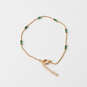 Kiki Baguette Bracelet - Gold/Green